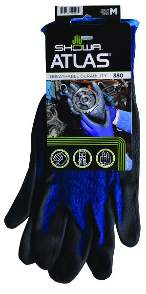 ATLAS Lightweight Coated Gloves/Nitrile Foam Coating, Black/blue