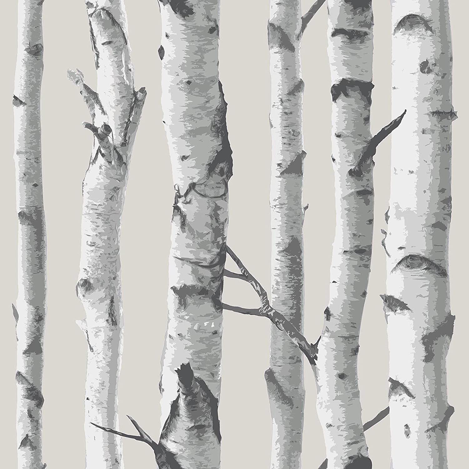NuWallpaper NU1650 Birch Tree Peel and Stick Wallpaper, Taupe 