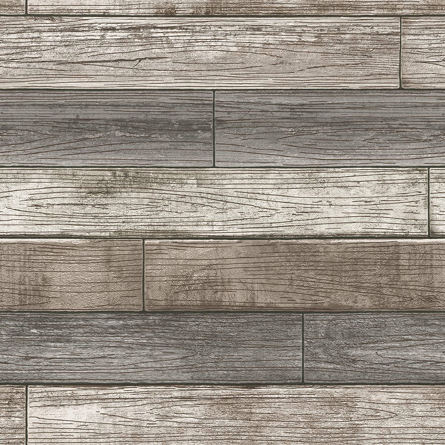 Reclaimed Wood Plank Natural Peel & Stick Wallpaper