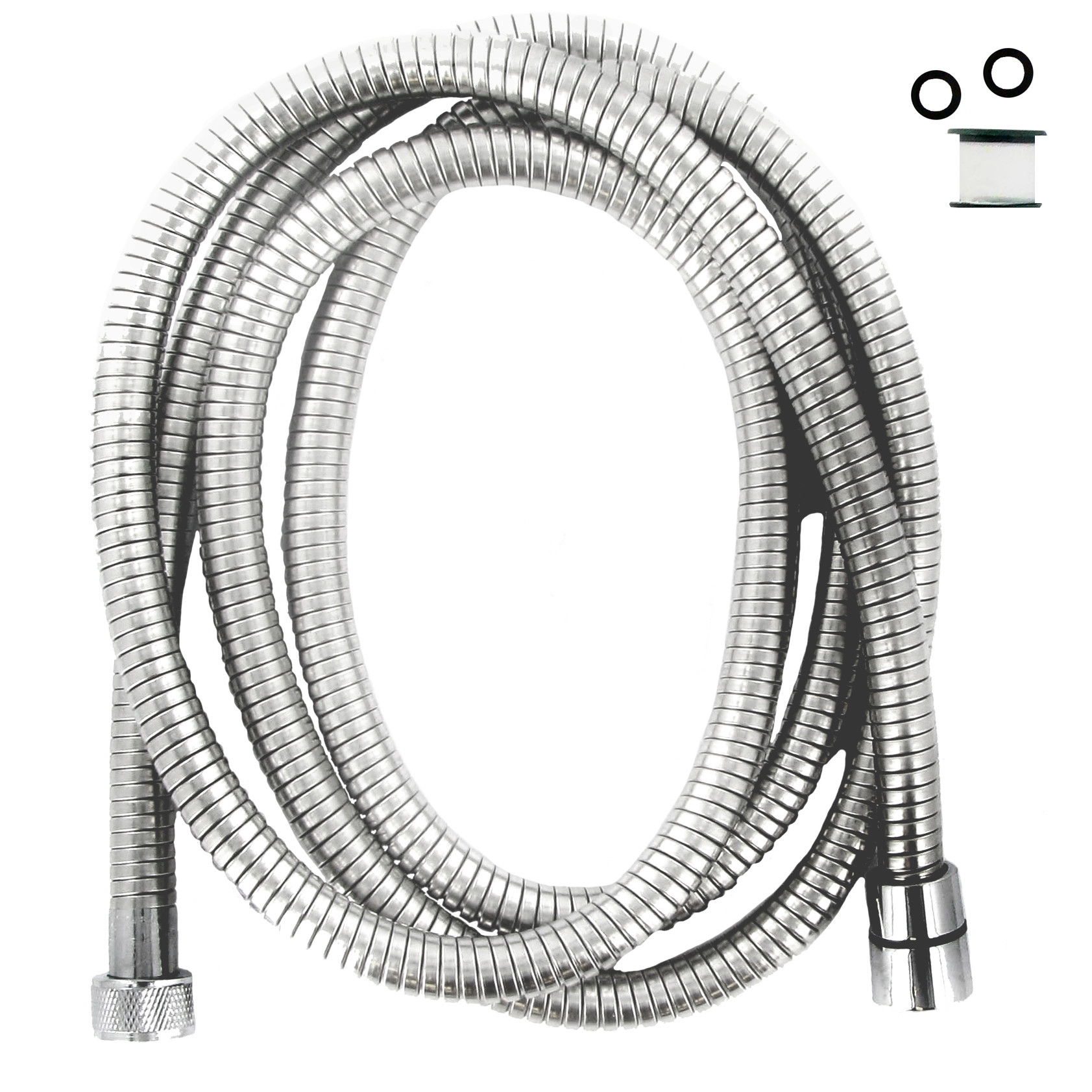 Whedon AF206C Shower Hose, 1/2 in Female, Stainless Steel, Chrome