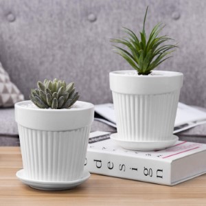 5" HANA CERAMIC PLANTER W/TRAY