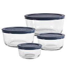 ROUND GLASS FOOD STORAGE SET 8PC