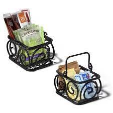 SCROLL SUGAR PACKET BASKET BLACK