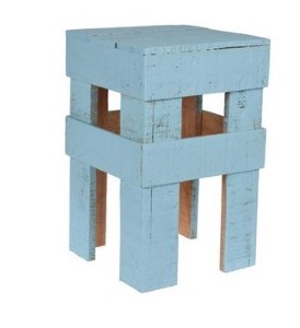 STOOL TEAK W/TURQUOISE CLR