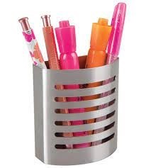 iDesign Magnetic Stainless Steel Pencil Cup, Silver 3.5x3.25x1.75 Inches