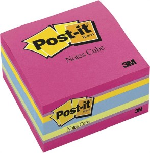 Post-it 2027 Sticky Note Cube, 500-Sheet, Assorted Bright