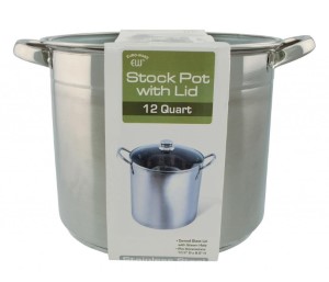 Dura-Kleen 3012 Eurohome Stainless Steel Stock Pot  w/Glass Lid | 12 Quart