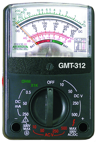 GB GMT-312 Analog Multimeter, AA Battery, Analog Display, Black