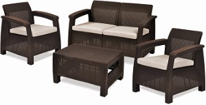 KETER CORFU LOUNGE SET 4PC BROWN