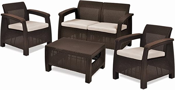 KETER CORFU LOUNGE SET 4PC BROWN