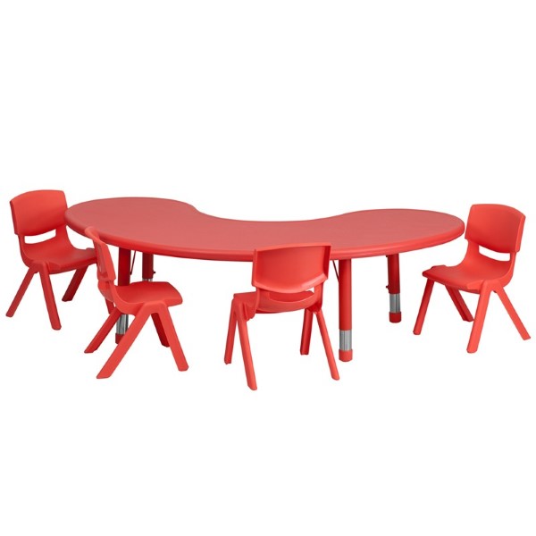 TABLE SET W/4CHAIRS 1/2MOON RED