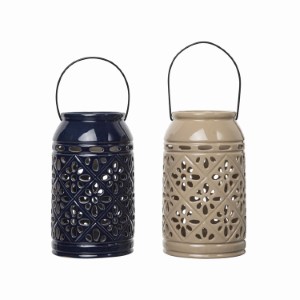 STONEWARE FLOWER LANTERN