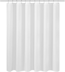 FABRIC SHOWER CURTAIN LINER WHT