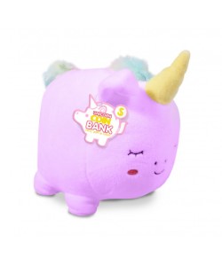 Purple Unicorn Plush Kids Coin Bank