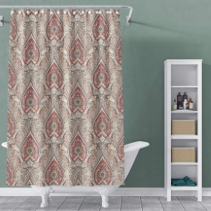 Printed Canvas Shower Curtain Polyester Beautiful Paisley Design 70" x 70"