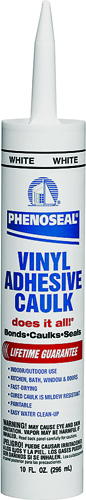 DAP PHENOSEAL 00005 Vinyl Adhesive Caulk, White, 10 oz Cartridge