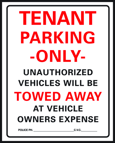 HY-KO 701 Parking Sign, Rectangular, Black/Red Legend, White Background