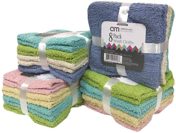 WASHCLOTHS 8PK 38X