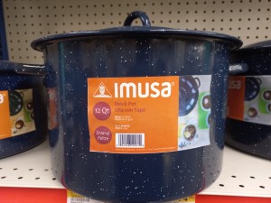 IMUSA Speckled Enamel Stock Pot with Lid | Blue | 12Qt