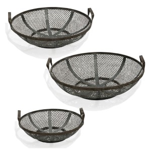 Black Steel 3pc Set Metal Basket