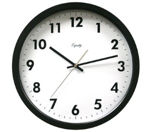 Elgin, 13 1/2 inches, round, thin line black case, commercial wall clock,