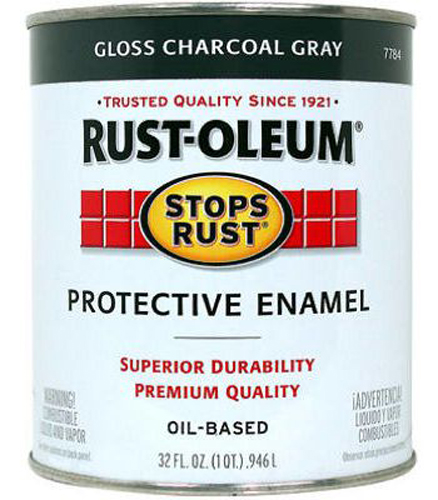 RUST-OLEUM OIL BASED ENAMEL GLOSS CHARCOAL GRAY PAINT, QT