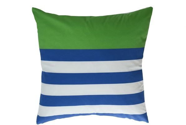 DANN FOLEY Pillow GREEN, WITH WHITE & BLUE Stripe