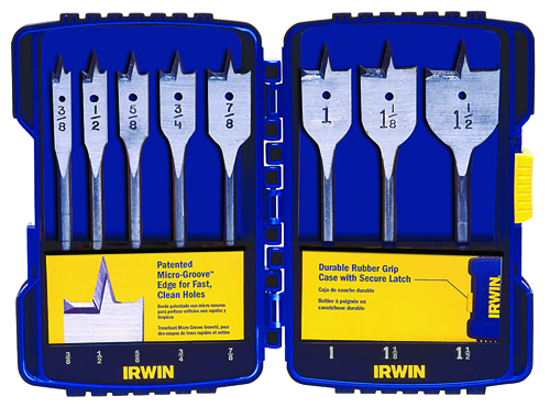 IRWIN 341008 Spade Bit Set, Steel, Bright, 8-Piece, For Speedbor Standard