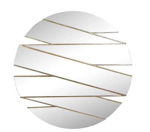 RIBBONED GOLD RND WALL MIRROR