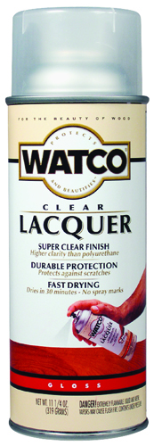 WATCO 63081 Lacquer Spray Paint, Clear, Gloss, 11.25 oz Aerosol Can