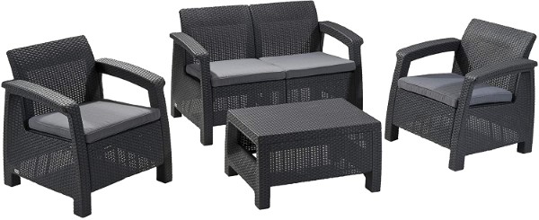 KETER CORFU 4PC LOUNGE SET  GRAP