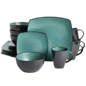 SOHO LM 16P DINNERWARE TEAL/BLK