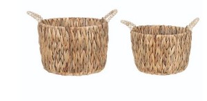 Hyacinth Basket W/Beaded Handle
