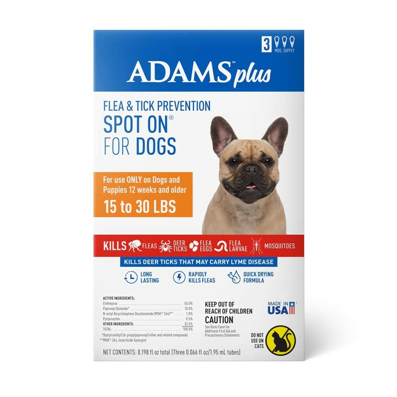 Adams Plus Flea & Tick Spot On for Medium Dogs