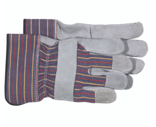 Boss 4094 Split Leather Palm Gloves Rubberized Cuff Large