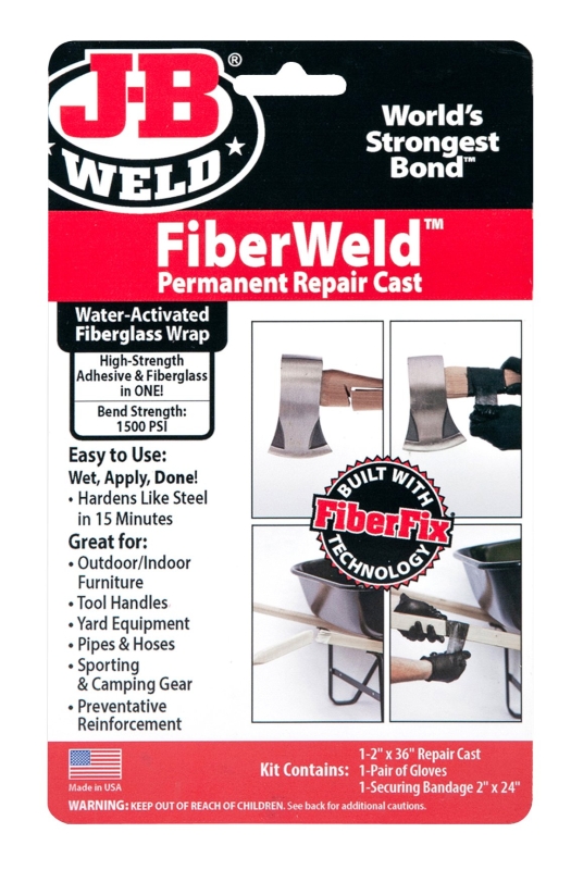 J-B WELD FiberWeld 38236 Fiberglass Repair Cast, 36 in L, 2 in W, Black