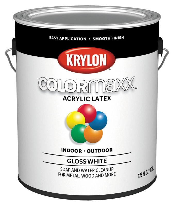 Krylon K05649007 Exterior Paint, Gloss, White, 1 gal