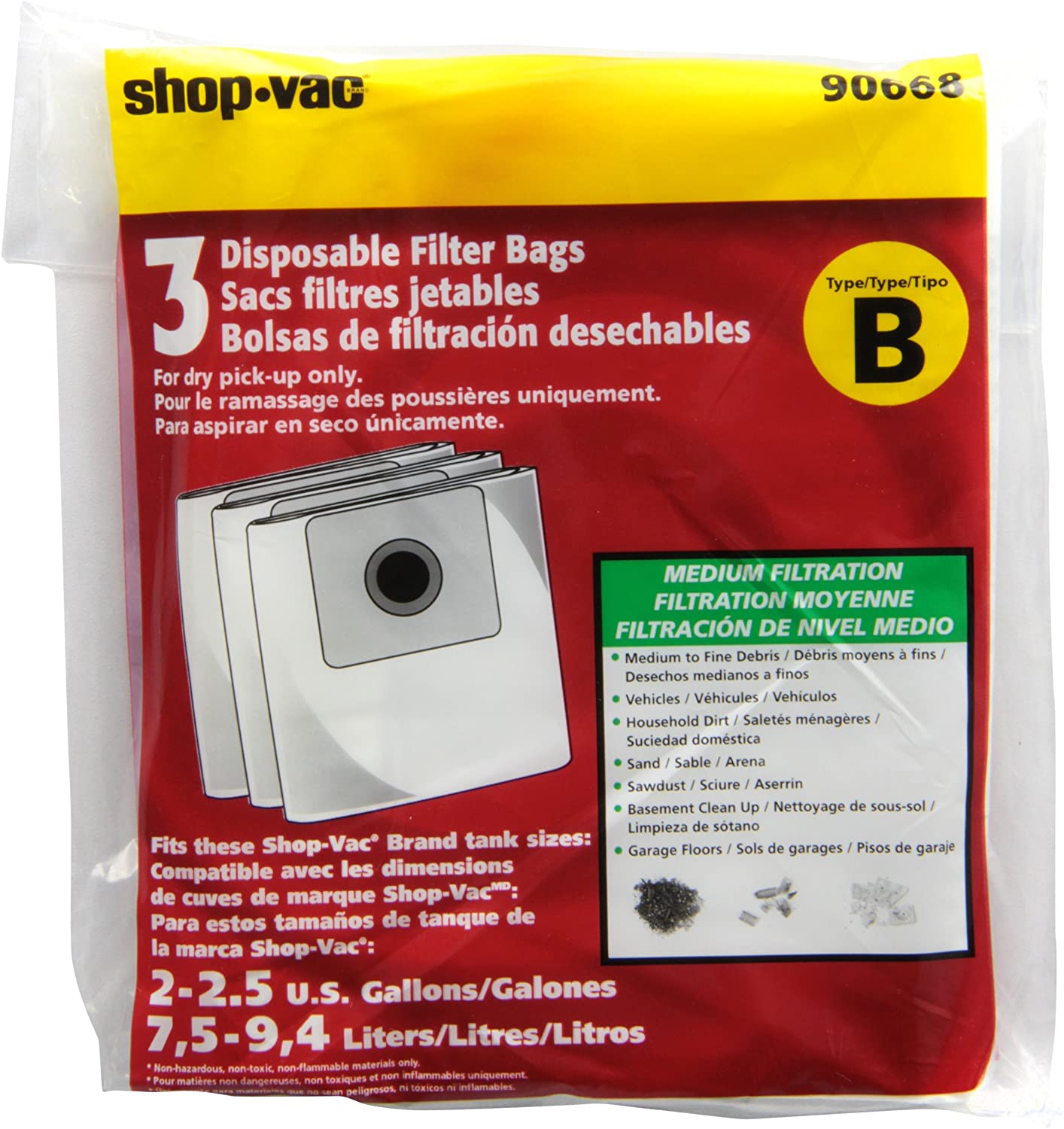 SHOP VAC 2-2.5GAL FILTER BAGS