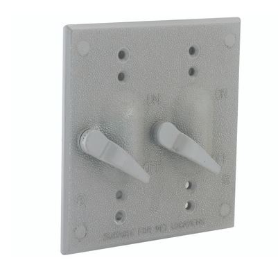 Hubbell 5124-0 2 Gang Lever Switch Weatherproof Cover Gray