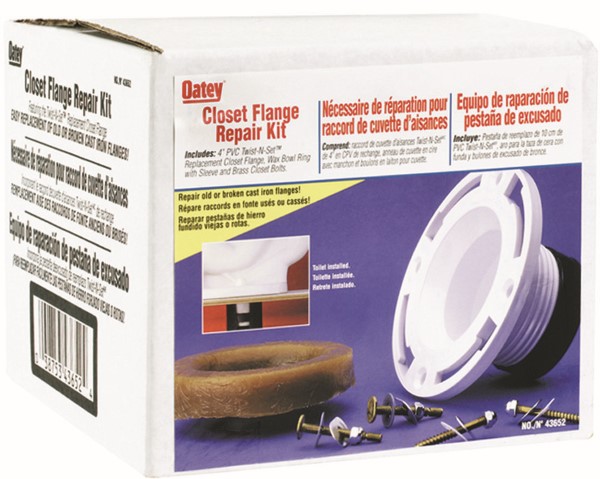 Oatey  Twist-N-Set Closet Flange Repair Kit, 4 in Connection, Pvc, White