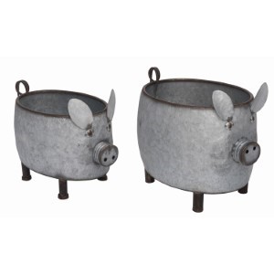 Metal Country Pig Planters