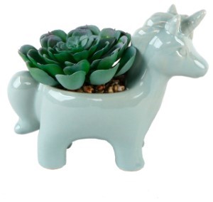 Ceramic Unicorn Pot Teal