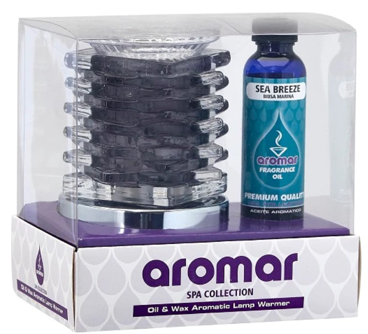 Aromar Gift Set - Deco Oil Warmer & 2 oz Fragrance Oil - Sea Breeze