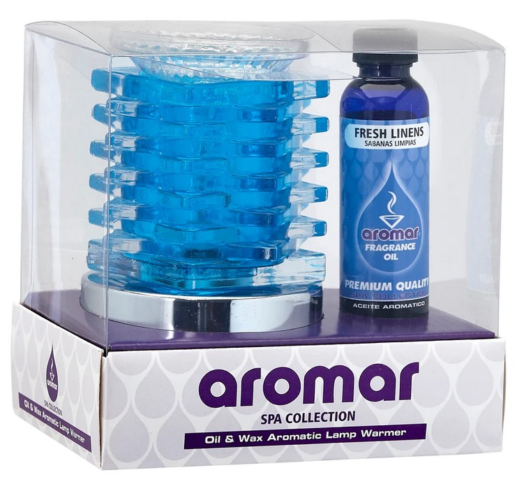 Aromar Gift Set - Deco Oil Warmer & 2oz Fragrance Oil - Fresh Linens