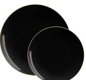 BLK/GLD Salad/Dessert Plates 10P