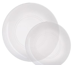 Clear/Silver Dinner Plates 10Pk