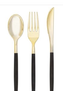 Chic Black/Gold Cutlery Set 32PC
