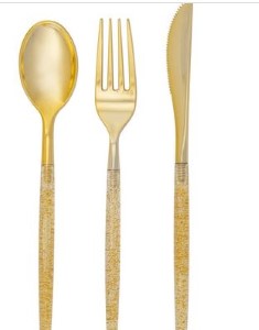 Chic Clr Gold/Glitt Cutlery 32PC