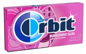 ORBIT Bubble Mint Sugar Free Chewing Gum, 14 Pieces