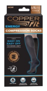 Copper Fit Energy Knee High Compression Socks, Black L/XL